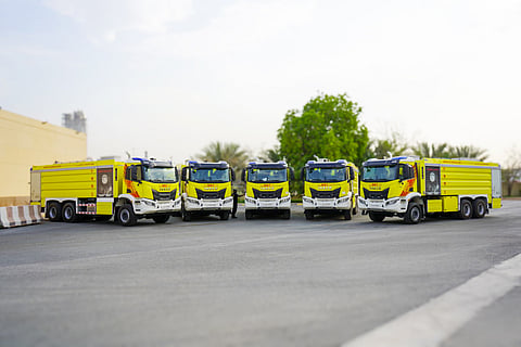 Sharjah Civil Defence's new IVECO fire trucks boost emergency response capacity.