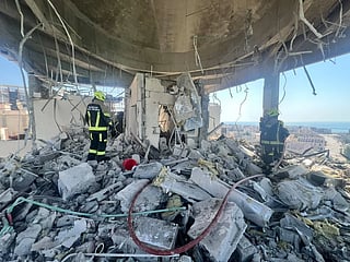 A damaged residential building in Muharraq Governorate, Bahrain, on June 28, 2026. 