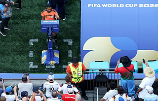 Referee Jalal Jayed checks the monitor during the VAR review after the Germany's goal scored by Jonathan Tah #4 (not pictured) during the FIFA World Cup 2026 Round Of 32 match between Germany and Paraguay at Boston Stadium on June 29, 2026 in Foxborough, Massachusetts.