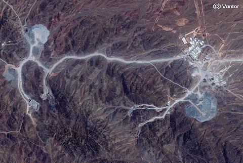 This handout satellite image courtesy of Vantor shows an overview of the Pickaxe Mountain tunnel complex adjacent to the Natanz Nuclear Facility near Natanz, Isfahan province, central Iran, on June 30, 2026.
