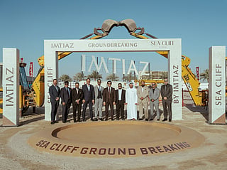 Masih Imtiaz, CEO of Imtiaz Developments, along with members of the company's executive leadership team, celebrates the start of construction of Sea Cliff Residence