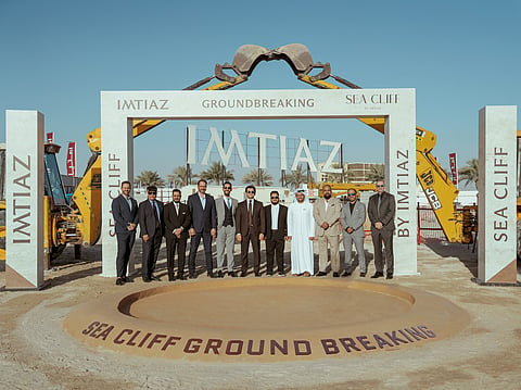 Masih Imtiaz, CEO of Imtiaz Developments, along with members of the company's executive leadership team, celebrates the start of construction of Sea Cliff Residence