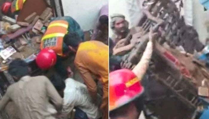 Rescue efforts underway after the roof of a tuition centre collapsed in Lahore’s Kahna area in Lahore on June 30, 2026. 
