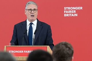 Britain's Prime Minister Keir Starmer delivers a speech during a visit to Malloy Aeronautics in Berkshire west of London, on June 30, 2026, following the publication of long-delayed Defence Investment Plan (DIP).