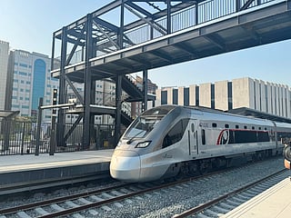 Etihad Rail train arrives for its inaugural journey.