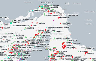 Commercial traffic transiting through the Strait of Hormuz as of 8.10 am Tokyo time on Thursday (July 2, 2026), as shown by online global ship tracking site Marine Traffic.