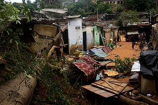 Houses damaged by landslides in an informal settlement of Attecoube, in Abidjan, Ivory Coast, Tuesday, June 30, 2026. (AP/Photo Diomande Ble Blonde)