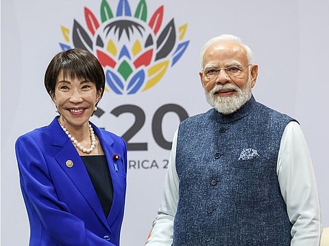 Japan PM Sanae Takaichi and Indian PM Narendra Modi.