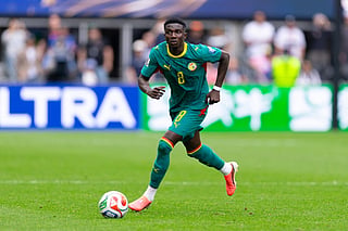 Lamine Camara of Senegal in action during the FIFA World Cup 2026 Round Of 32 match between Belgium and Senegal at Seattle Stadium on July 01, 2026 in Seattle, Washington.