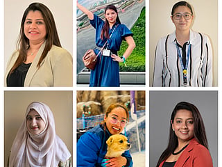 Clockwise from top left: Mamta Sharath Karunan, Sharina Garcia, Leslie Anne Dizon, Zainab Rizwan Roker, Maria Tricia Palacio, and Brikhna Afsar