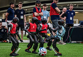 Robots take part in a football match at RoboCup 2026, a robotics and Artificial Intelligence (AI) competition in Incheon.