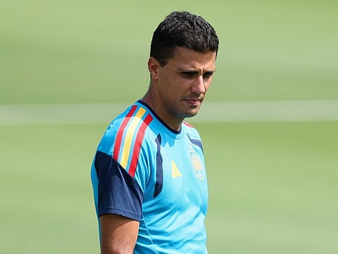 Spain captain Rodri looks on during the training at Cotton Bowl on July 05, 2026 in Dallas, Texas.