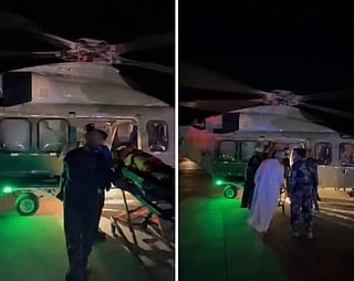 Emergency responders at the scene of the road accident on Oman’s Adam–Haima road that killed a Saudi businessman and his wife and injured five members of their family.