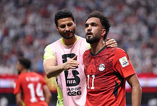 Mostafa Zico #11 of Egypt celebrates scoring his team's second goal during the FIFA World Cup 2026 Round of 16 match between Argentina and Egypt at Atlanta Stadium on July 07, 2026 in Atlanta, Georgia.