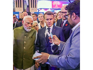 Indian Prime Minister Narendra Modi with French President Emmanuel Macron. The meeting held on July 6, 2026 was co-chaired by France's Interministerial Delegate for Strategic Minerals, Benjamin Gallezot, and Kameshwar Saip, Joint Secretary, National Critical Mineral Mission, Ministry of Mines.