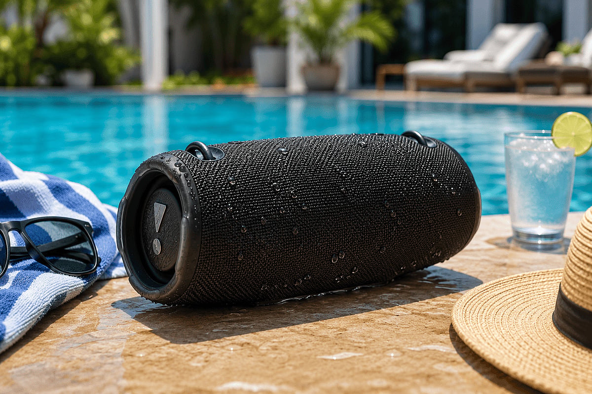Portable Speaker by poolside