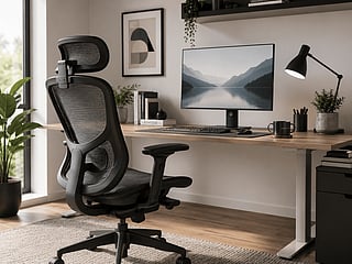 Home office setup with ergonomic chair
