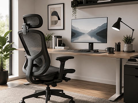 Home office setup with ergonomic chair