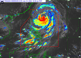The location of Typhoon Inday (Bavi) as of 10.30am Friday (July 10, 2026).