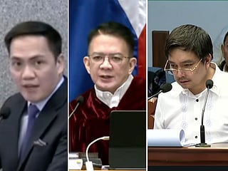 From left: Lead prosecutor Atty. Virgil Ligutan, Presiding officer Senator-Judge Francis Escudero, and National Bureau of Investigation (NBI) Regional Director and senior agent Atty. Jeremy Lotoc.