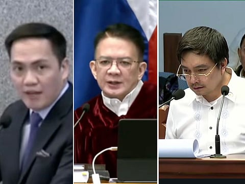 From left: Lead prosecutor Atty. Virgil Ligutan, Presiding officer Senator-Judge Francis Escudero, and National Bureau of Investigation (NBI) Regional Director and senior agent Atty. Jeremy Lotoc.
