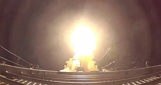 A missile launched from a US Navy ship against targets in Iran. The US Central Command has also reportedly used one-way attack sea drones to target Iranian assets.