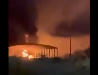 Screengrab from a reported US military strike in Aghajari "Oil and Gas" Airport, in Omidiyeh country, Khuzestan province, central Iran.
