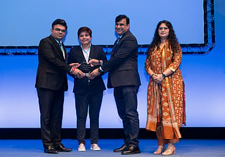 ICC Chairman Jay Shah hands over the ICC Development Initiative of the Year Award 2025 to ECB COO Subhan Ahmad and ECB women's officials Anjani Gaja and Chaya Mughal.