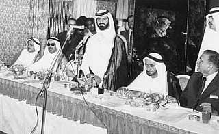 Sheikh Mohammed bin Rashid Al Maktoum with his father in 1978.