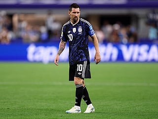 Lionel Messi of Argentina looks on during the FIFA World Cup 2026 Group J match between Jordan and Argentina at Dallas Stadium on June 27, 2026 in Arlington, Texas.