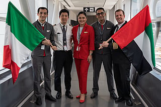 A welcome ceremony was held at Rome Fiumicino Airport in the presence of airport officials and Air Arabia representatives to commemorate the launch of the new direct service between Sharjah and Rome.