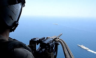 US troops enforcing a naval blockade on Iran, preventing maritime commerce from entering or exiting its ports. Trump officials have signaled that "leverage" — including the blockade and sustained military operations — will remain in place until a deal with Iran is arrived at, contingent on it acceding to Washington’s core demands, i.e. giving up its nuclear enrichment program.

