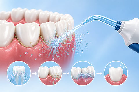 Water flosser in action