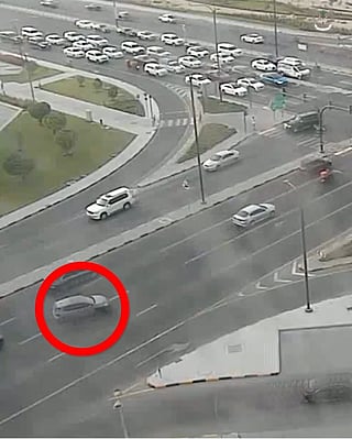 Sharjah Police footage shows an SUV crashing after a driver’s sudden lane change.