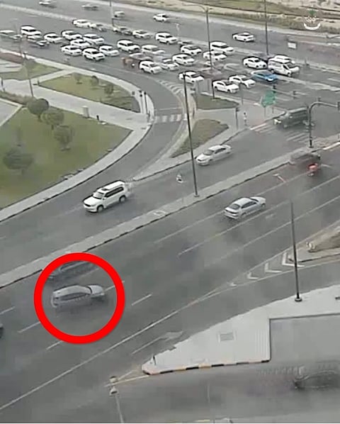 Sharjah Police footage shows an SUV crashing after a driver’s sudden lane change.