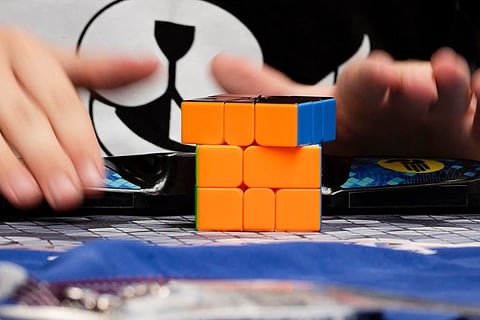 A participant competes in the Rubik's WCA (World Cube Association) European Championship 2026 in Arnhem on July 17, 2026.