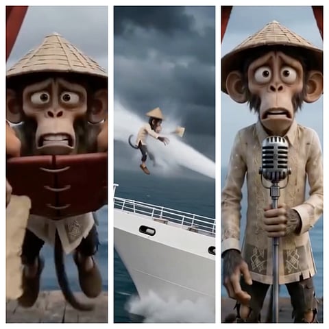 Some screenshots of scenes from China Daily's AI-generated video depicting Filipinos as monkeys
