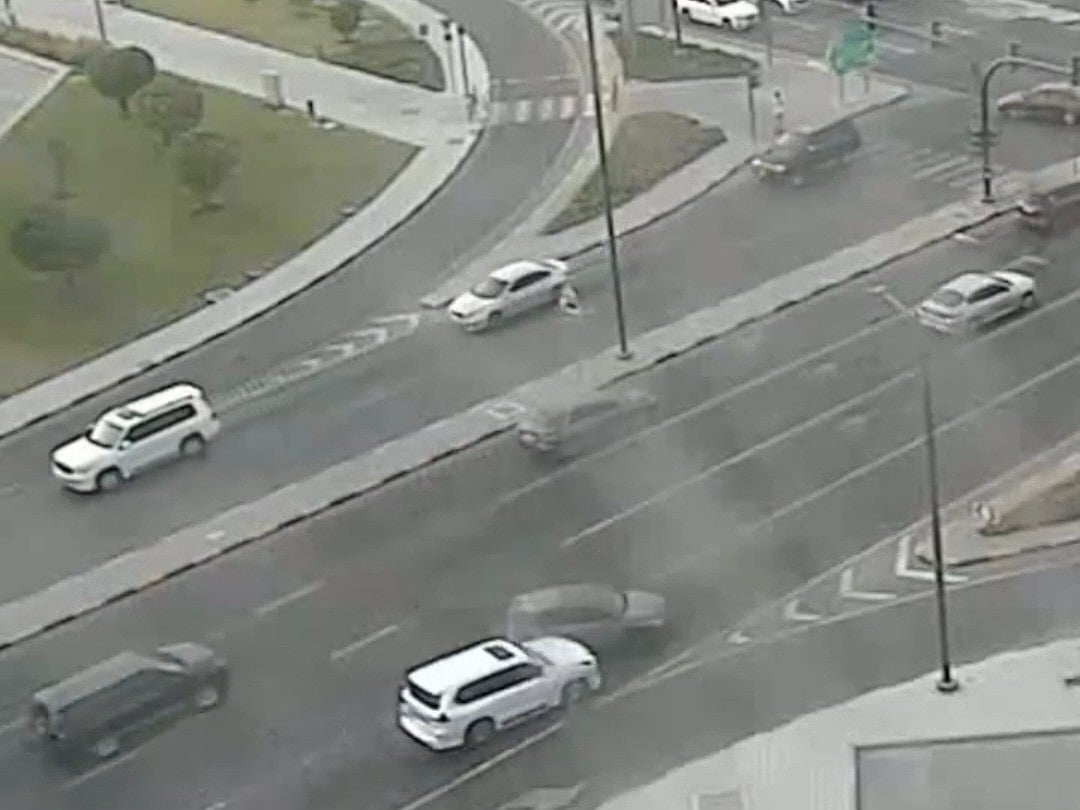 Sharjah Police footage shows an SUV crashing after a driver’s sudden lane change.