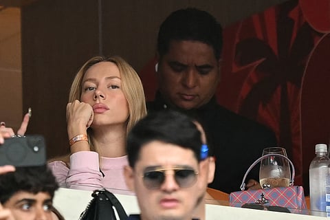 Spanish actress Ester Exposito attends the 2026 World Cup football tournament third-place match between France and England at the Miami Stadium in Miami on July 18, 2026.