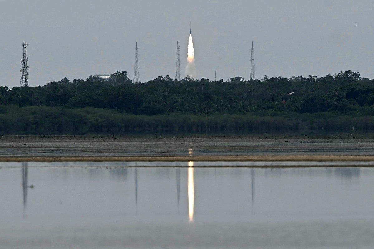 India's Skyroot Aerospace orbital rocket Vikram-1 blasts off from the Satish Dhawan Space Centre in Andhra Pradesh's Sriharikota on July 18, 2026.