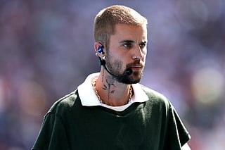 Justin Bieber performs during the Topps Final Halftime Show the FIFA World Cup 2026 Final match between Spain and Argentina at New York New Jersey Stadium on July 19, 2026 in East Rutherford, New Jersey.