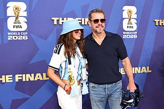 Luciana Damon and Matt Damon attend the FIFA Gold Carpet before the FIFA World Cup 2026 Final match between Spain and Argentina at New York New Jersey Stadium on July 19, 2026 in East Rutherford, New Jersey.