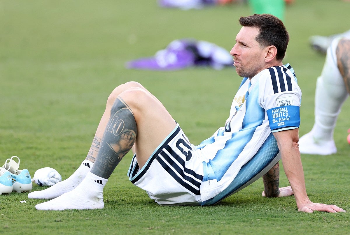 Lionel Messi #10 of Argentina reacts after the 0-1 loss during the FIFA World Cup 2026 Final match between Spain and Argentina at New York New Jersey Stadium on July 19, 2026 in East Rutherford, New Jersey.