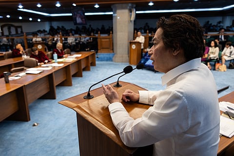 Michael Poa, counsel for Philippine Vice President Sara Duterte, answers questions during the impeachment trial of Duterte at the Senate in Pasay City, Metro Manila on July 20, 2026.