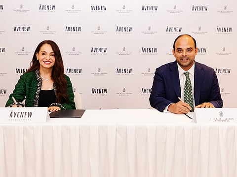 From left: Rasha Hasan, Managing Partner, AVENEW Development, and Jaidev Menezes, Regional Vice President – Mixed-Use Development, EMEA, Marriott International