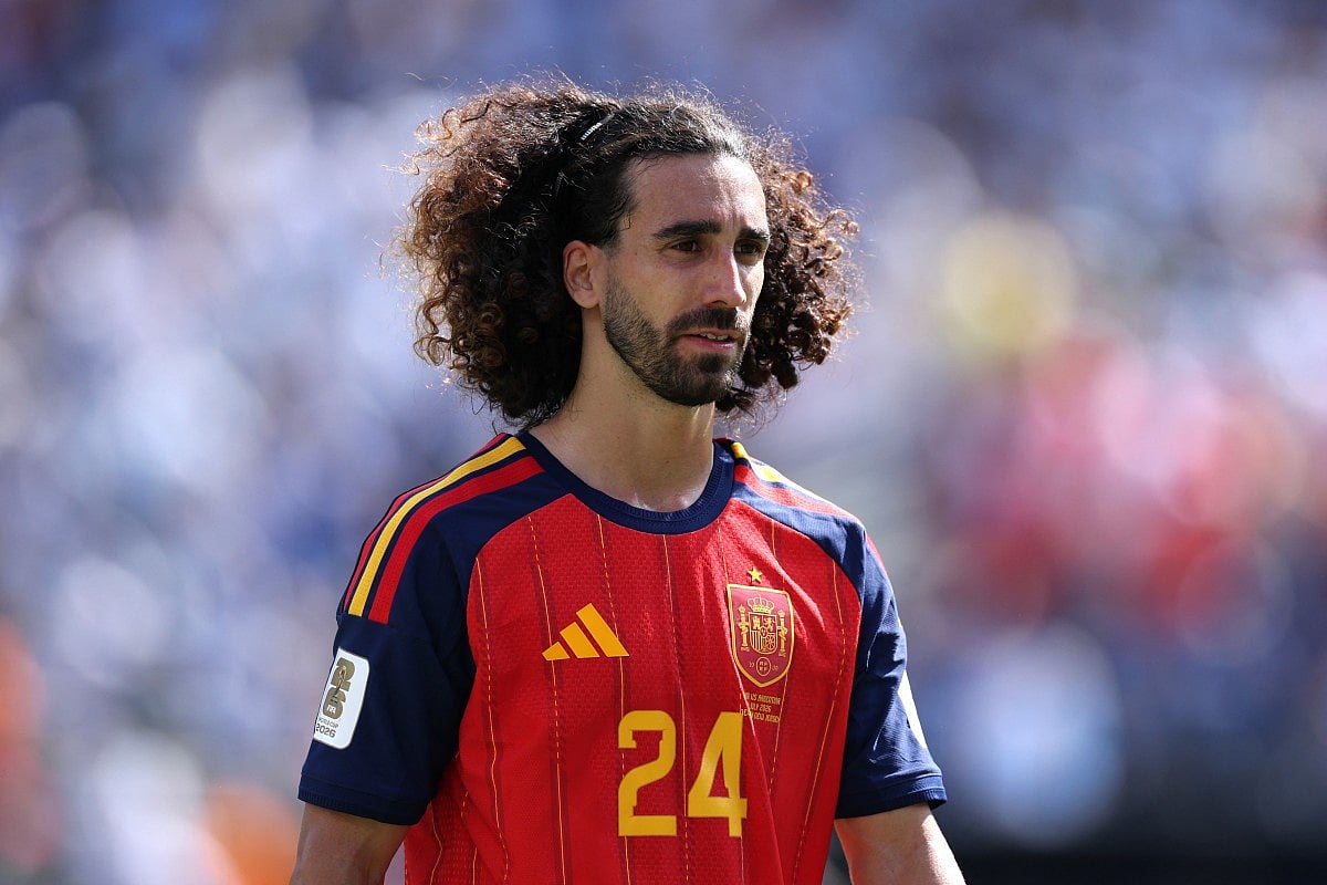 Marc Cucurella #24 of Spain during the FIFA World Cup 2026 Final match between Winner Spain and Argentina at New York New Jersey Stadium on July 19, 2026 in East Rutherford, New Jersey.