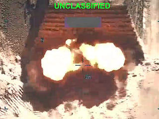 Screengrab from footage of 10th consecutive night of US strikes on Iran.