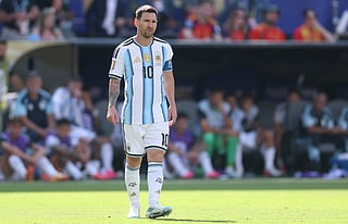 Lionel Messi #10 of Argentina looks dejected during the FIFA World Cup 2026 Final match between Spain and Argentina at New York New Jersey Stadium on July 19, 2026 in East Rutherford, New Jersey.