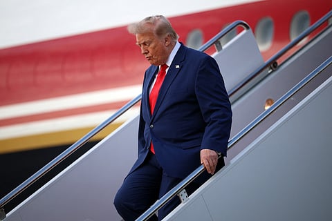 President Donald Trump walks off Air Force One on July 22, 2026 at Joint Base Andrews, Maryland.