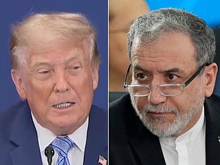 Iran's Foreign Minister Abbas Araghchi (right) and US President Donald Trump